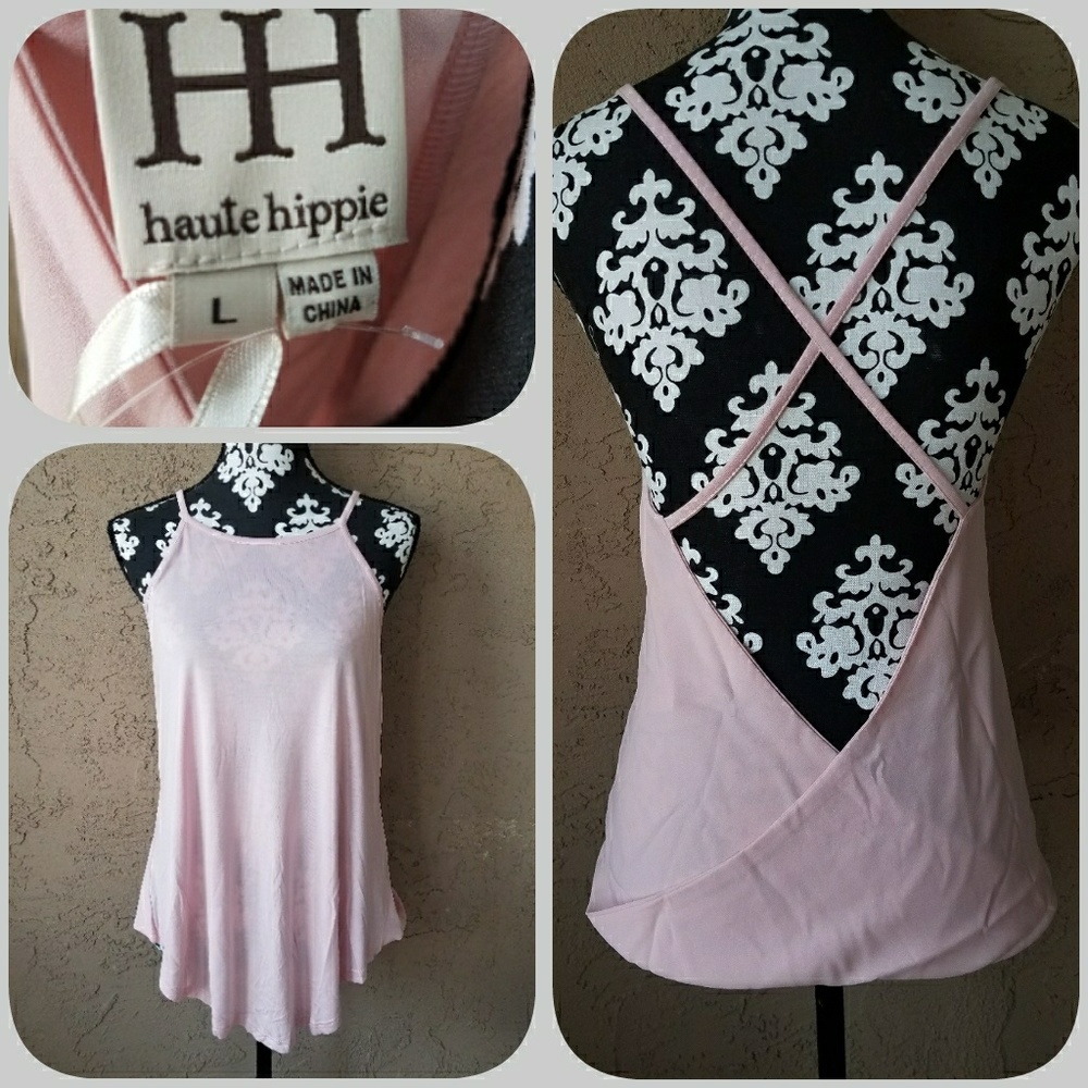 Hault Hippie pink tank criss cross back